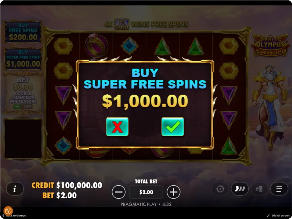 Gates of Olympus Super Scatter bonus buy
